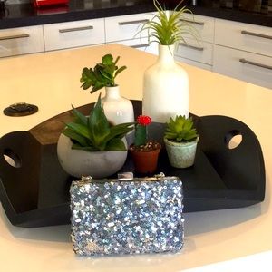 😉💕WHBM Silvery Blue Sequin Clutch!